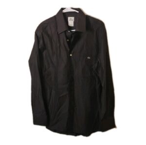 Lacoste Men’s Slim Fit Stretch Poplin Button Down Shirt Charcoal Color